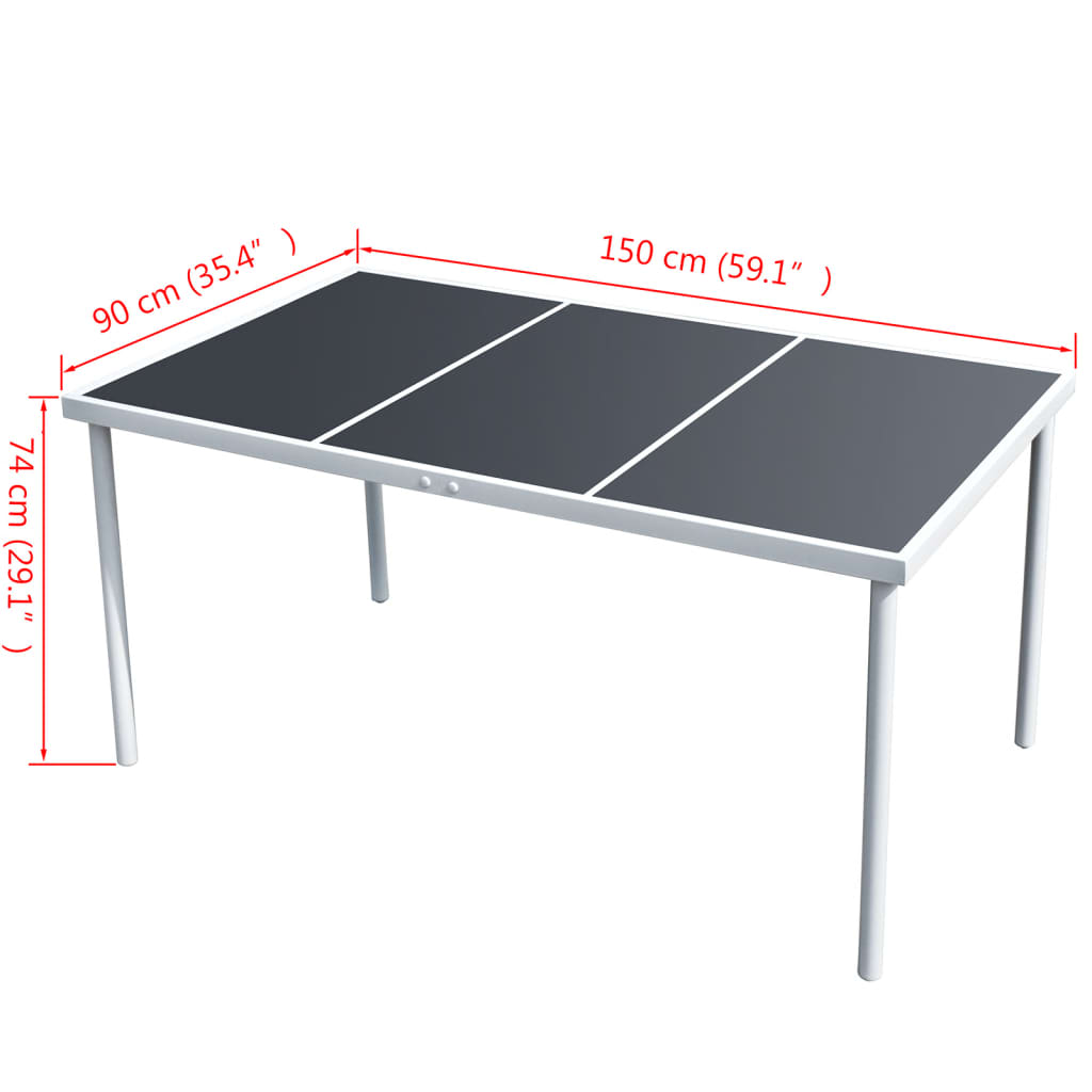 Garten-Esstisch 150 x 90 x 74 cm Schwarz
